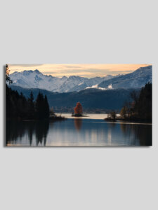 Baum auf dem See mit Panorama