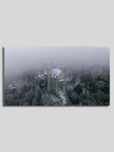 Wandbild mit winterlichen Aufnahme Schloß Neuschwanstein in Füssen